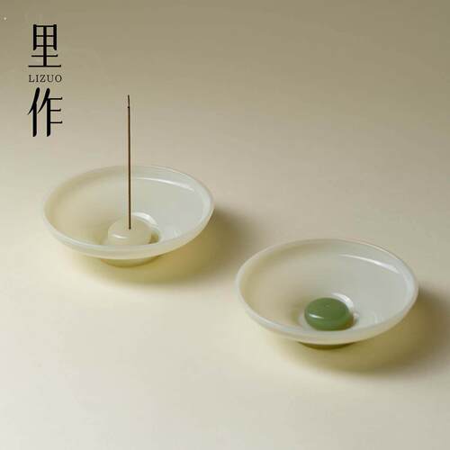里作高颜值冰玉玻璃线香插精致香座香托底座新中式家用香薰炉摆件