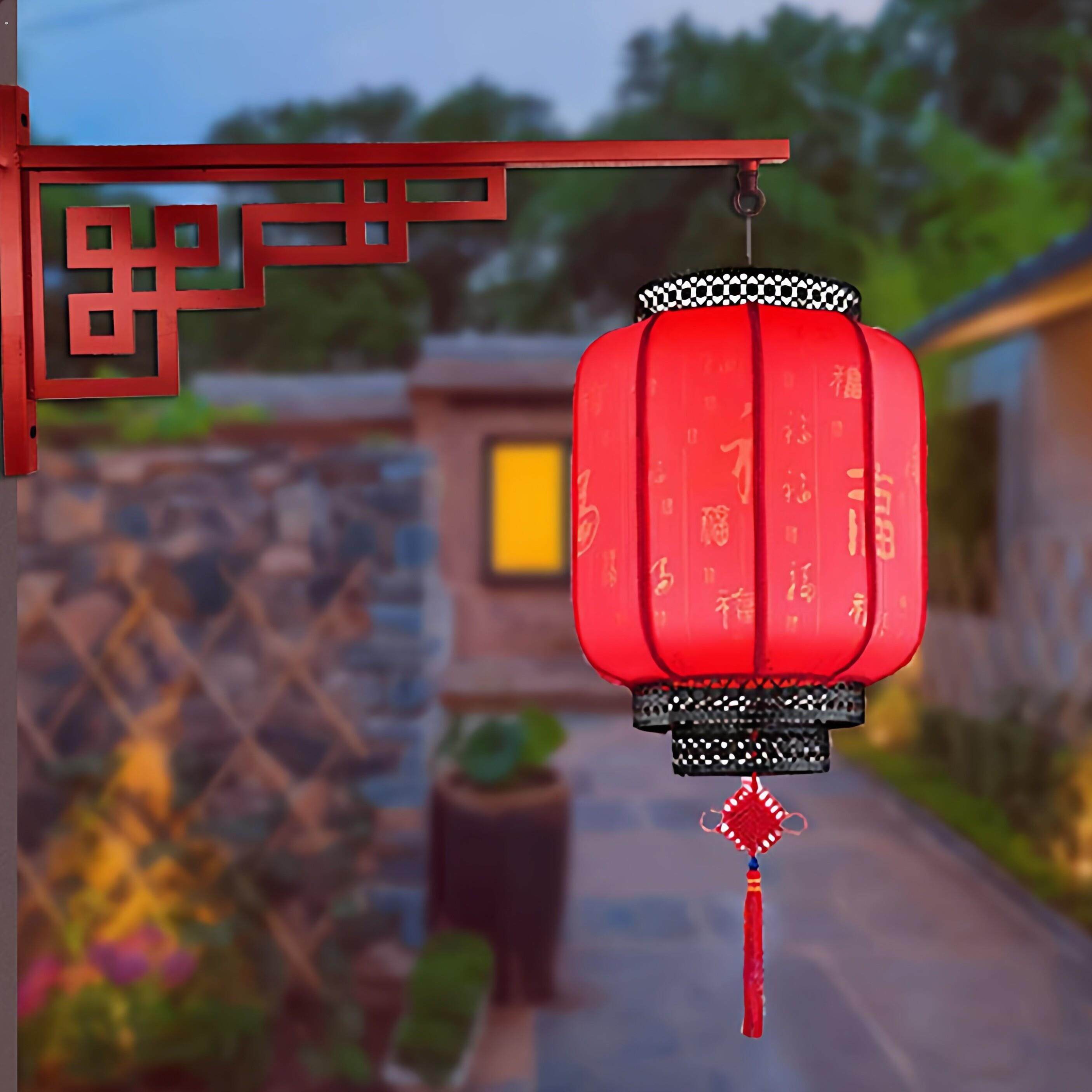 中式壁挂灯笼支架庭院别墅风景区商铺酒店饭厅户外铁艺壁灯挂钩配