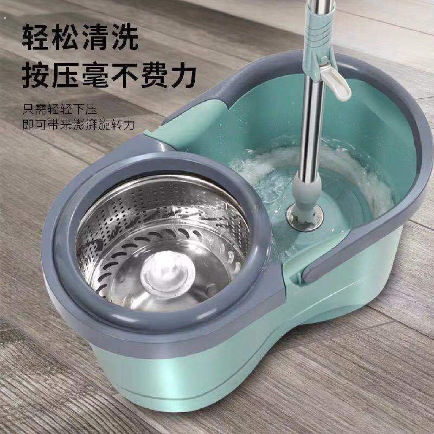 加厚双驱动不锈钢甩干拖把家用免手洗干湿两用组