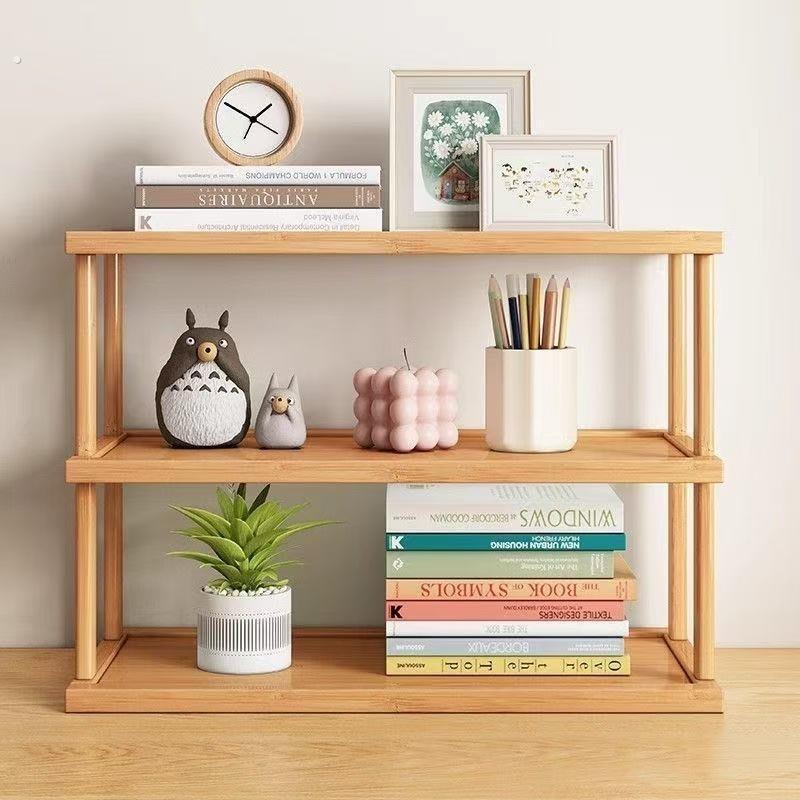 桌面置物架桌上增高加厚可调收纳架子台面小型多层放东西竹木隔板