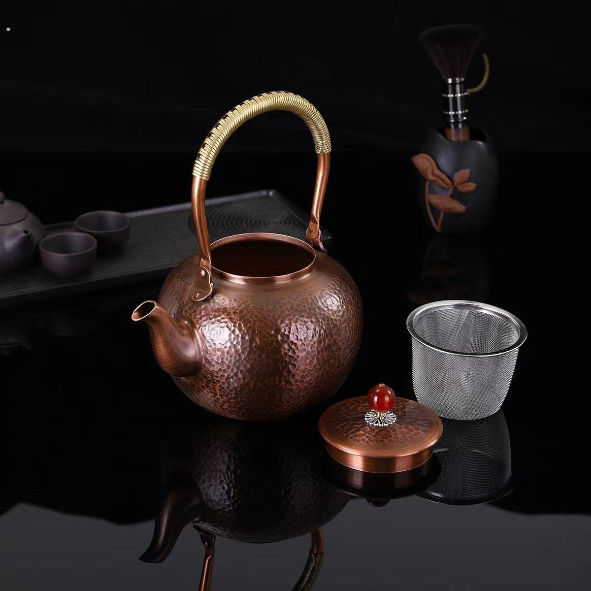 特厚纯紫铜仿古茶壶老式纯手工煮茶壶户外烧水壶纯铜茶壶烧水壶家