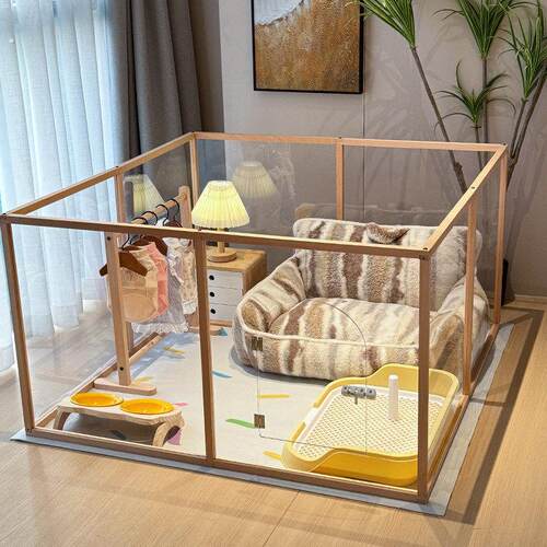 小型犬室内透明亚克力宠物围栏 无缝防钻狗栅栏 带门可扩展空间