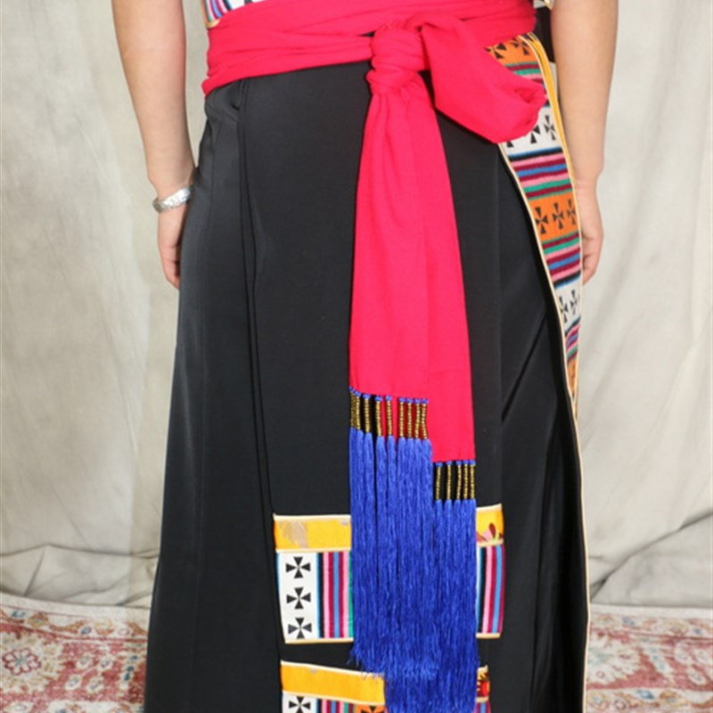 搭配藏服腰带西藏藏族老阿妈传统手工精致流苏男女红绿布腰带