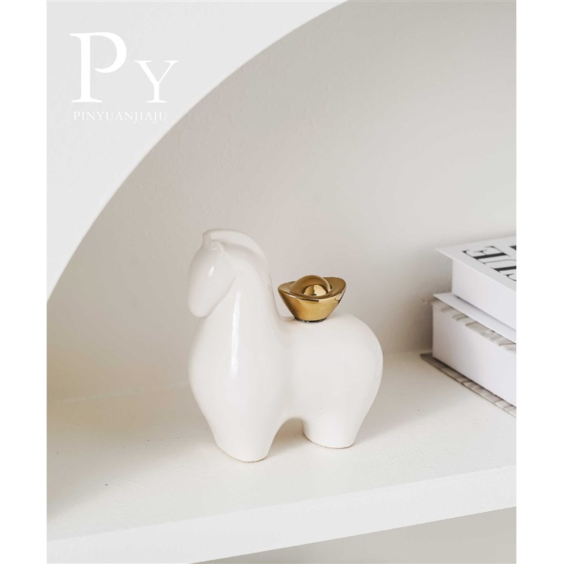 马上有钱酒柜陶瓷摆件客厅玄关电视柜装饰品办公室桌面生肖马摆设