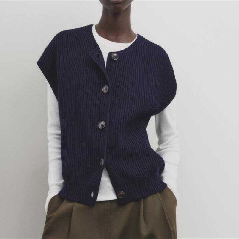 西班牙单2024秋冬季新品老钱风休闲叠穿棉质外穿针织毛衣背心马甲