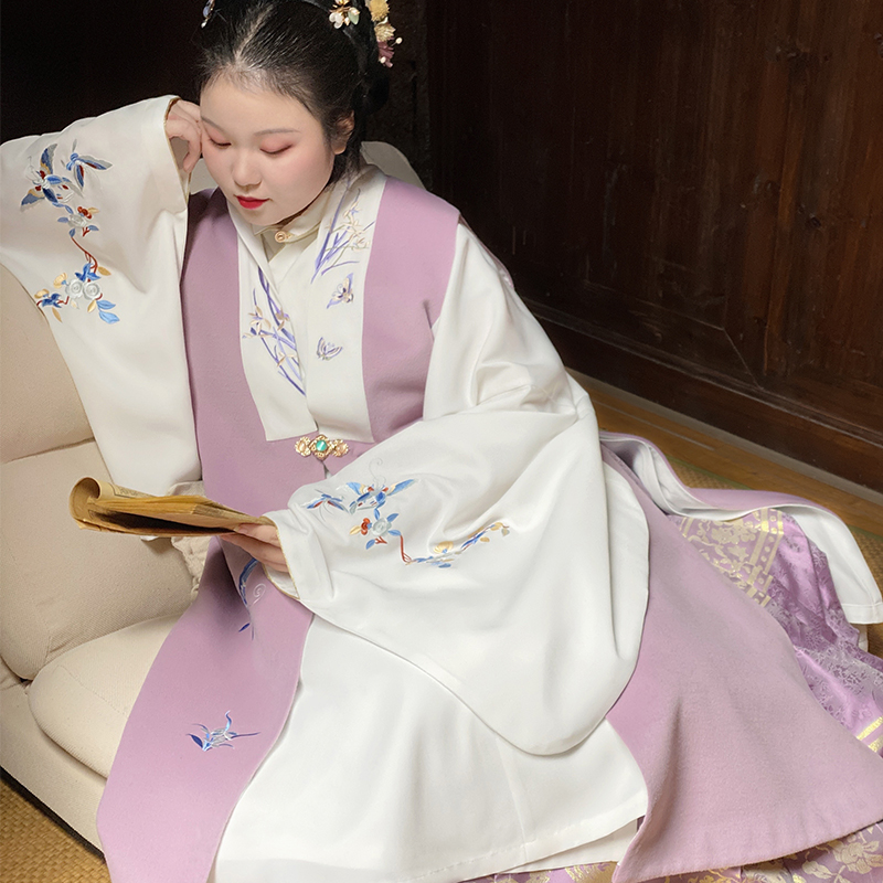 随淇自然【香尘子】胖mm大码明制长比甲立领斜襟长衫晚明风汉服女