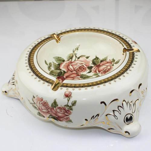 欧式陶瓷烟灰缸方形 高档奢华家居饰品 烟灰缸客厅大号 复古仿古