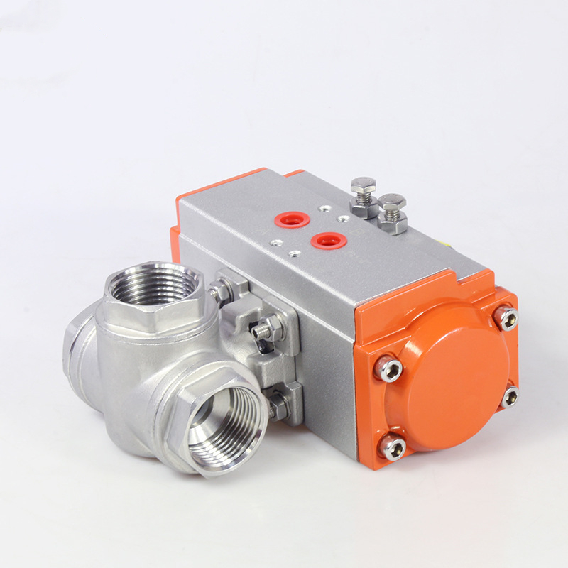 KARSON阀门Q615F-16/25/40/64R气动316不锈钢T型三通球阀DN6-100