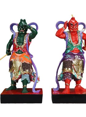 永泽堂千里眼顺风耳敦煌彩妈祖左右护法神像家居摆件
