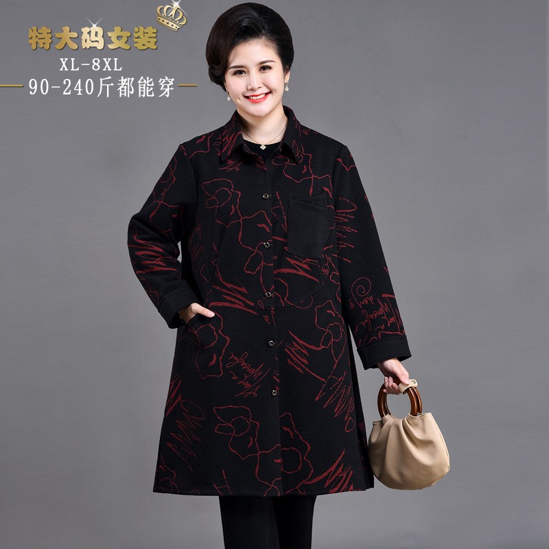 加肥加大码大衣秋装胖妈妈洋气外套200斤中老年女装奶奶上衣风衣