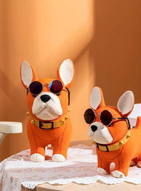 法斗犬创意桌面摆件家居客厅装饰动物狗狗摆件酒柜玄关客厅电视柜