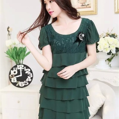 夏装2021雪纺连衣裙夏天蛋糕裙显瘦胖妹妹胖子加肥加大码女装胖mm