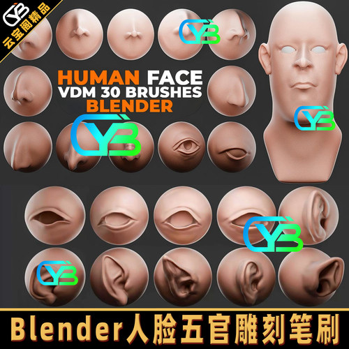 写实人像五官Blender雕刻笔刷