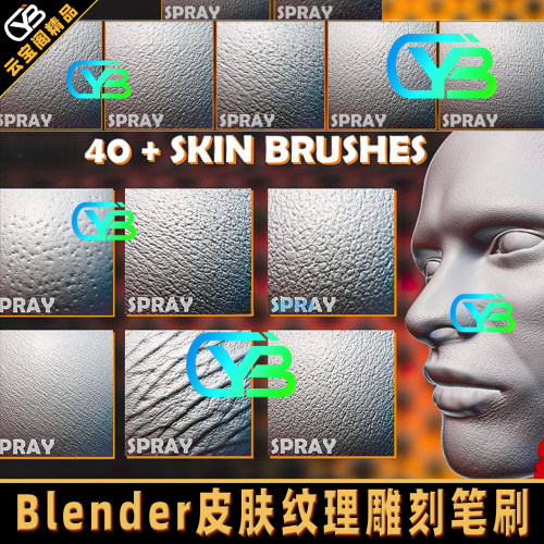 皮肤褶皱肌理纹理Blender笔刷