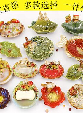 创意外贸跨境陶瓷工艺品烟灰缸小鸟首饰盘猫头鹰摆件香皂盒收纳盘