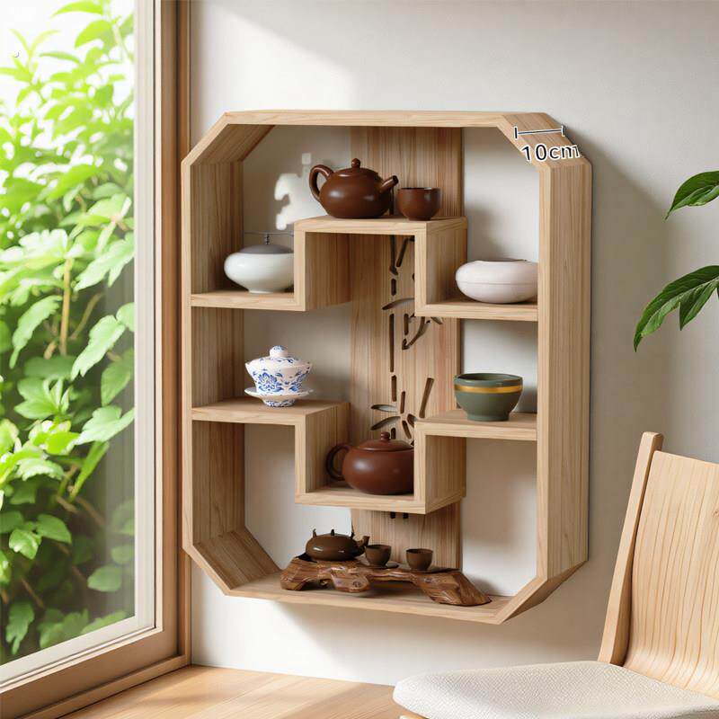 新中式博古架实木小型桌面茶室茶具水杯收纳化妆品摆件储物展示架