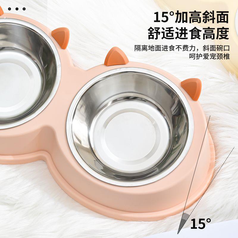 猫碗狗碗猫咪食盆不锈钢宠物双碗防打翻饮水饭盆猫盆狗盆狗狗用品