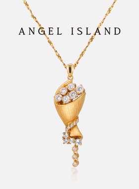 ANGELISLAND天使岛「Posy」拉丝肌理小花束造型项链