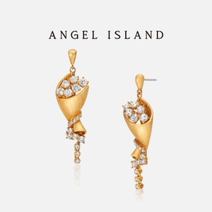 ANGELISLAND天使岛「Posy」拉丝肌理小花束造型耳钉耳坠