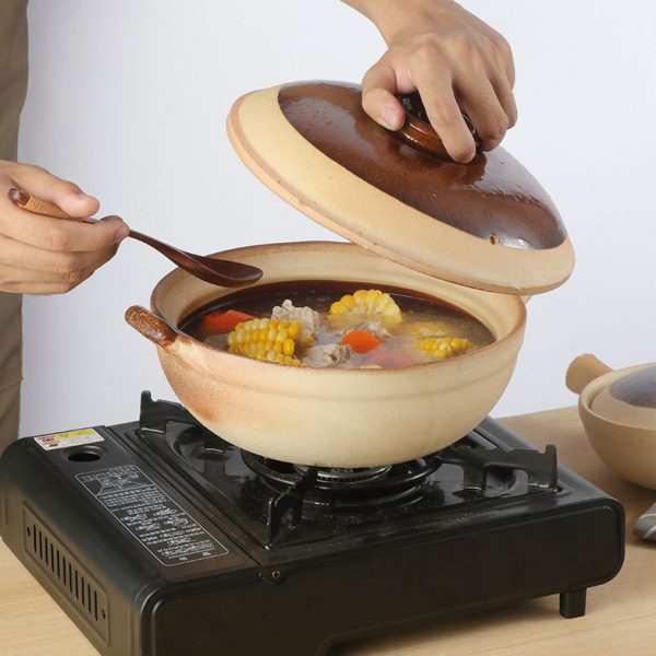 传统粗陶煲仔饭专用土砂锅家用柄小沙煲带手柄小号广东老式浅瓦