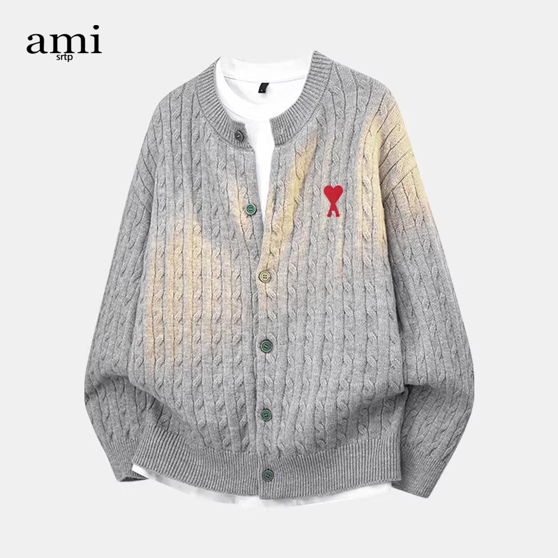官方Ami srtp针织开衫毛衣女2026秋冬季新款慵懒风麻花宽松外套