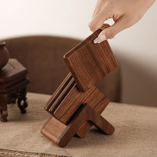 黑胡桃木实木杯垫子木质茶道茶杯垫托玻璃杯子垫家用咖啡杯隔热垫