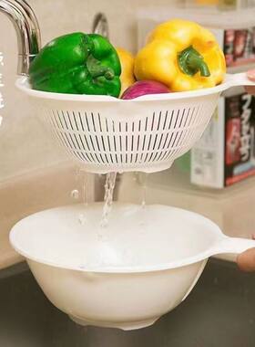 日本进口塑料洗菜盆果篮两件套
