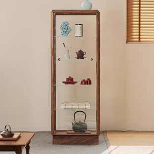 北美黑胡桃灯光智控文玩展示柜陈列透明多层大容量简约新中式带灯