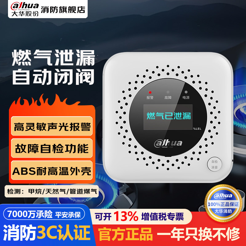 大华燃气报警器家用厨房天然气泄漏一氧化碳警报器探测防煤烟中毒
