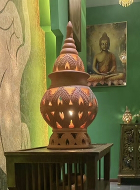 西双版纳全手工陶雕宫灯装饰摆件东南亚小院客栈景区公园小区灯饰