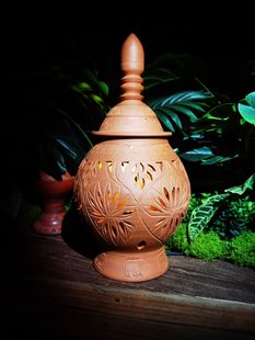 傣族特色烛台灯东南亚风格民宿客栈酒店复古全手工陶雕低温柴烧