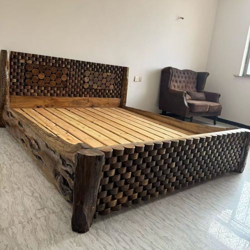 新中式老榆木双人床民宿酒店家用床风化纹理榫卯结构双人床