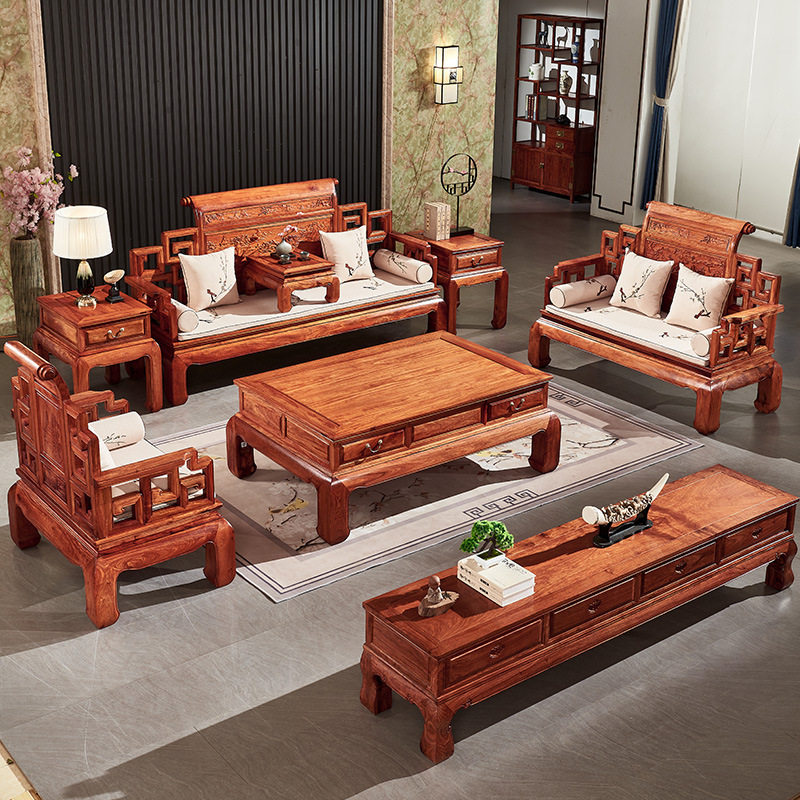 大古树缅甸花梨木家具卷书沙发山水宝座大果紫檀别墅独板组合,住宅家具,红木沙发,淘宝优惠券,粉丝福利购,淘宝优惠卷