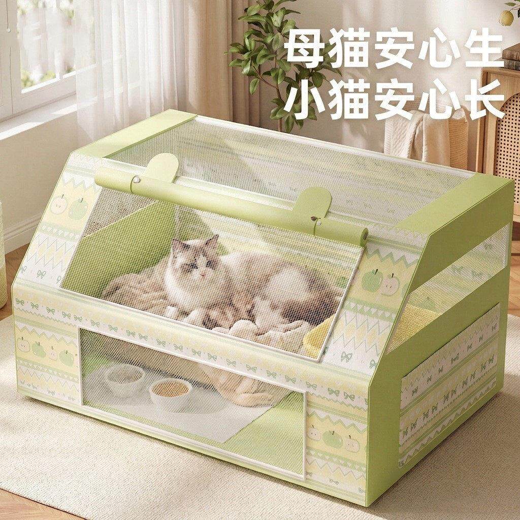 26年新款猫产房透气夏天猫窝狗窝别墅猫咪矩形繁育猫笼子宠物
