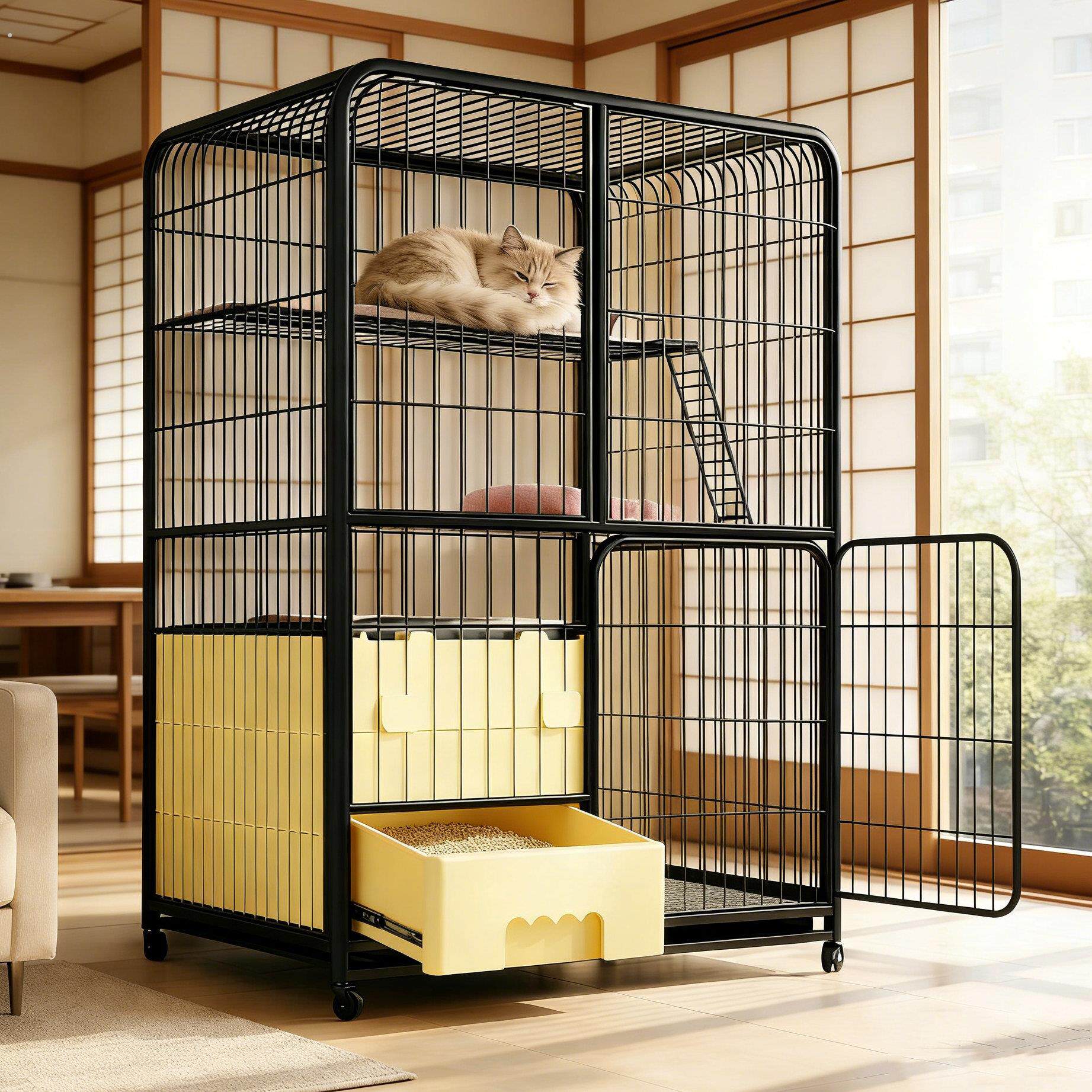 猫笼子家用室内超大自由空间带厕所一体猫舍窝四季通用别墅新型
