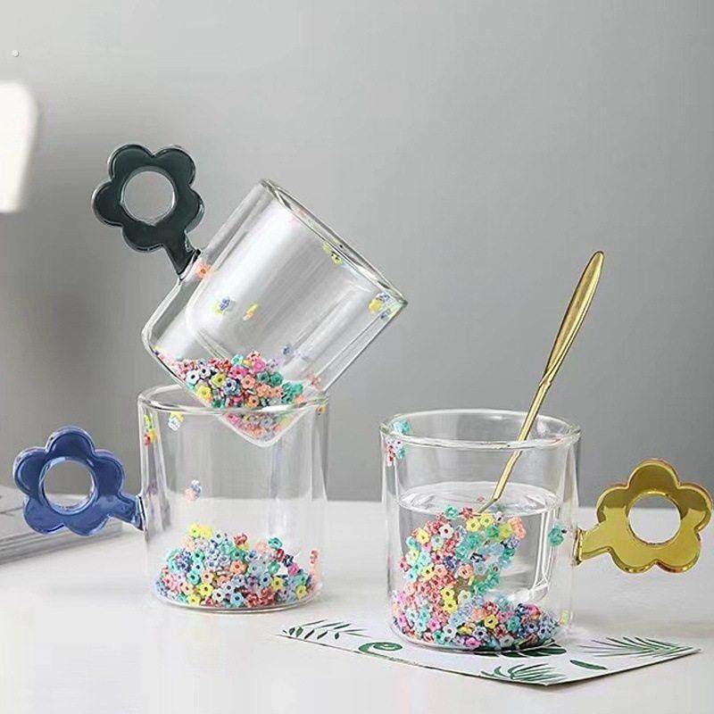 ins创意双层彩色爱心啵啵杯可爱玻璃杯耐热高颜值礼物杯子少女心,餐饮具,玻璃杯,淘宝优惠券,粉丝福利购,淘宝优惠卷