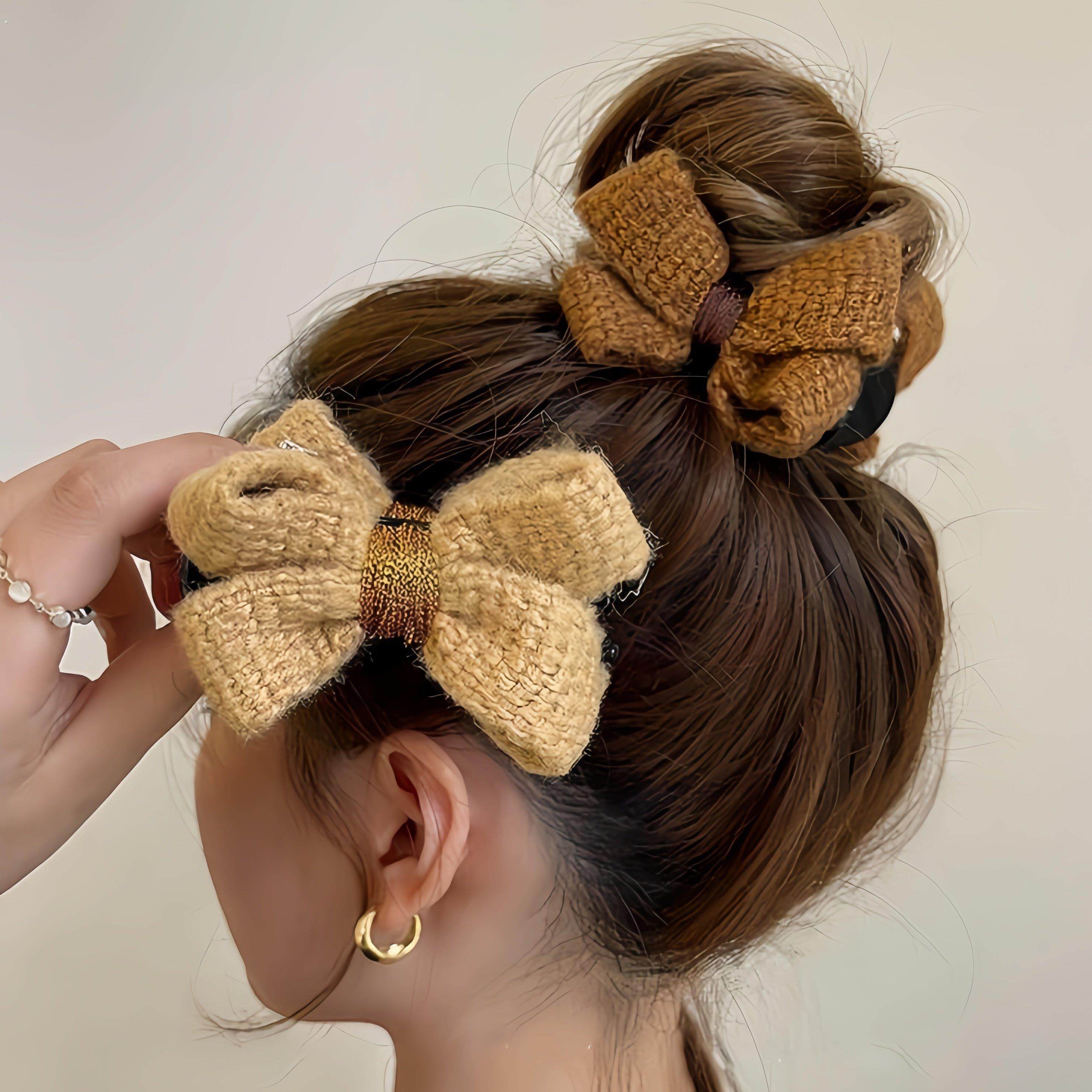 针织蝴蝶结丸子头抓夹女发夹子头饰秋冬2025新款盘发固定爪夹发卡,饰品/流行首饰/时尚饰品新,发饰,淘宝优惠券,粉丝福利购,淘宝优惠卷