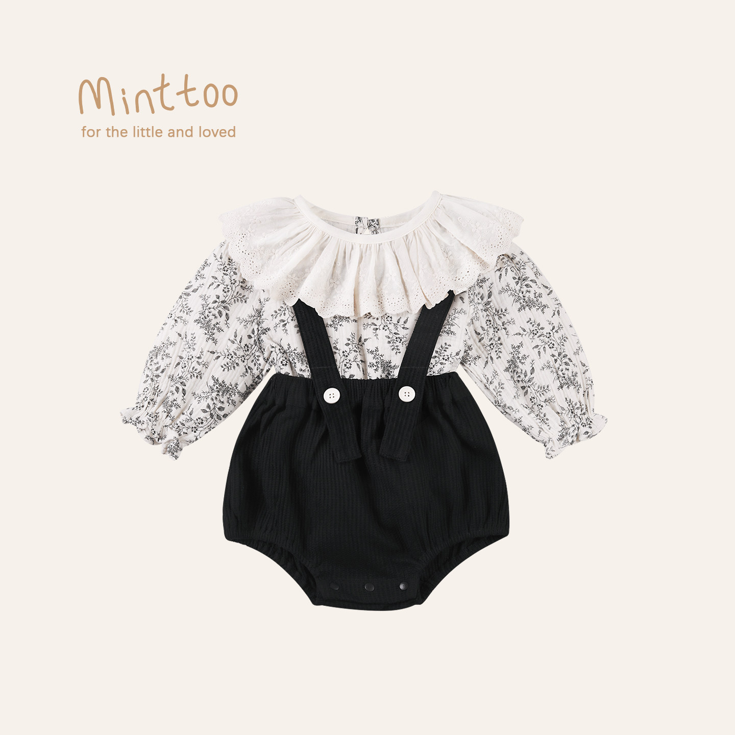 Minttoo春秋女婴纯棉背带哈衣