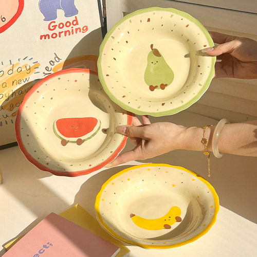 韩国ins风餐具网红盘子高颜值蛋糕盘早餐盘家用水果盘甜品盘碟子