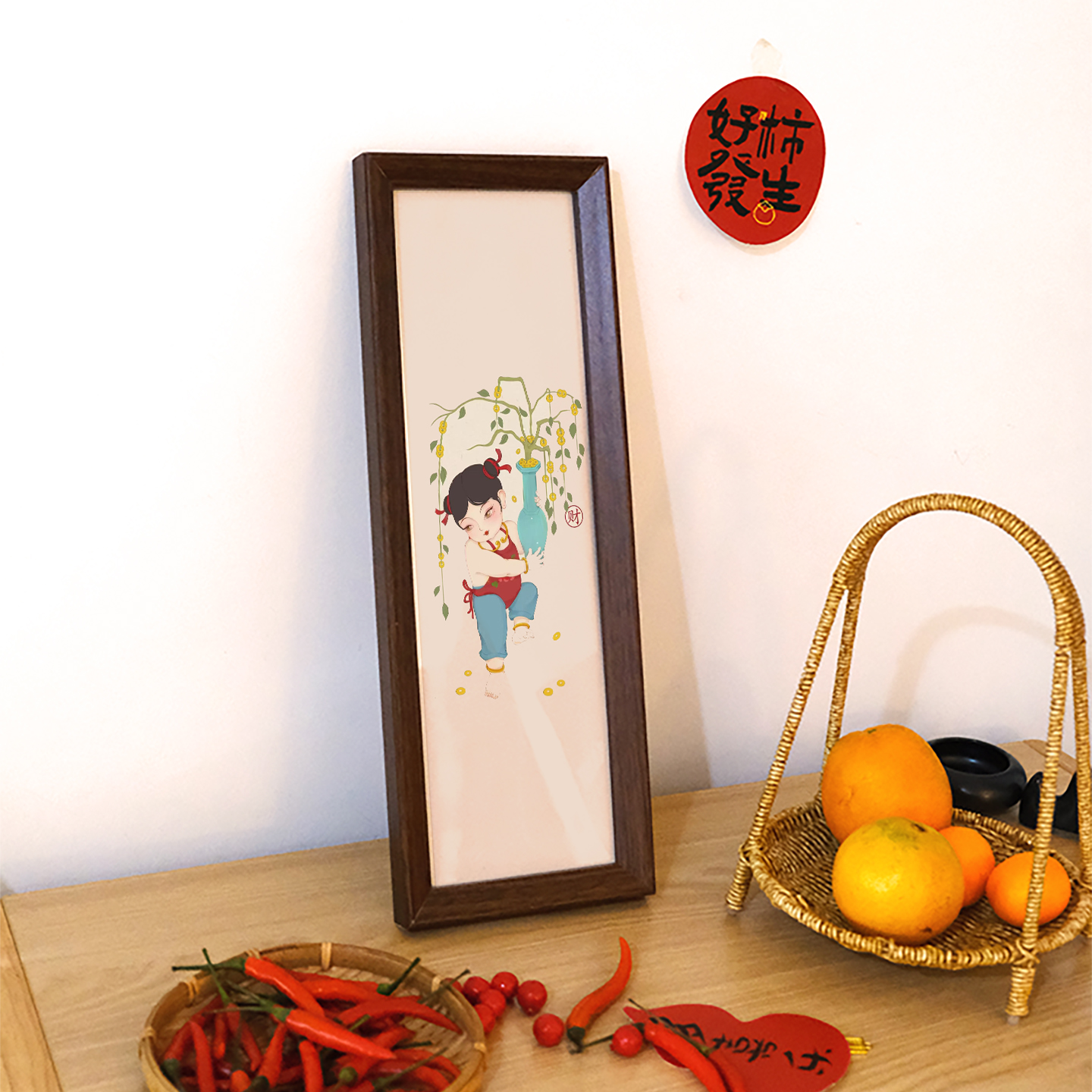 招财进宝好运连年喜庆字画长条相框玄关摆台中式乔迁新居装饰礼物,家居饰品,书法,淘宝优惠券,粉丝福利购,淘宝优惠卷
