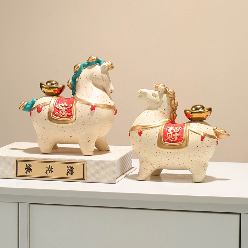 新中式马上有钱摆件陶瓷