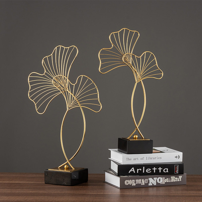 新房家居软装饰品金属富贵银杏叶摆件办公桌玄关柜开业乔迁礼品,家居饰品,3D模型摆件,淘宝优惠券,粉丝福利购,淘宝优惠卷