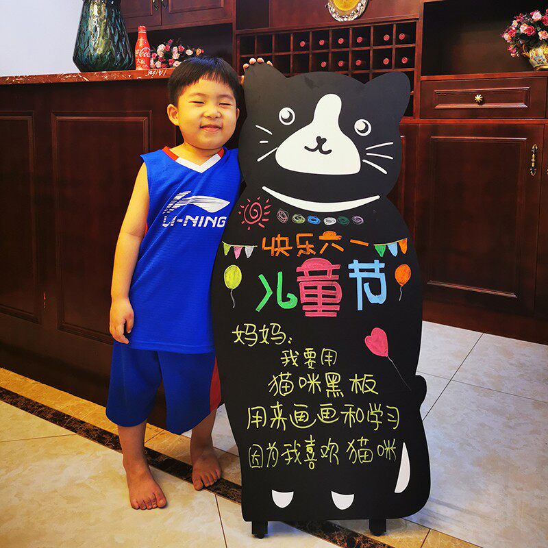 个性造型猫咪支架式小黑板 宠物店KTV会所广告牌婚庆创意背景装饰