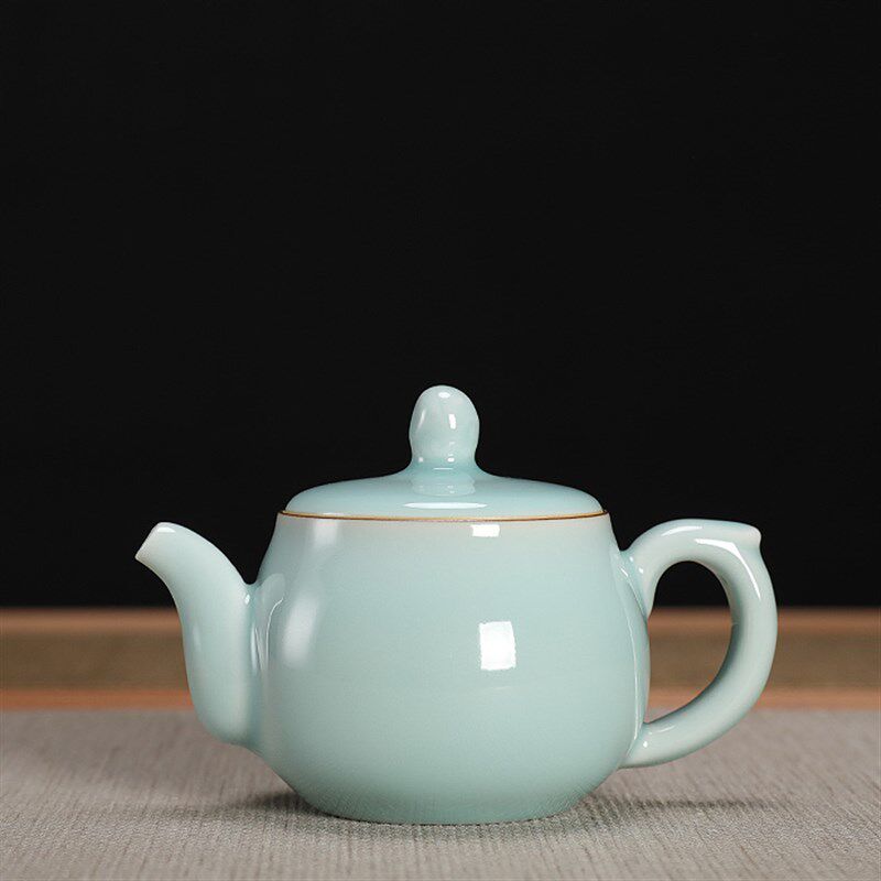 龙泉青瓷手工茶壶单壶泡茶球孔过滤小壶大号弟窑粉青陶瓷功夫茶具