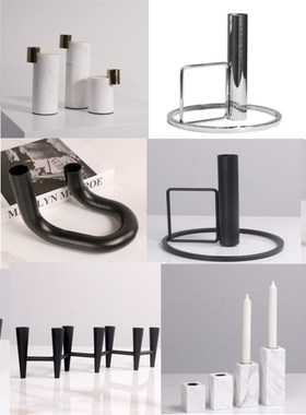 现代简约创意铁艺烛台样板房餐厅桌面玄关茶几烛台装饰品工艺品