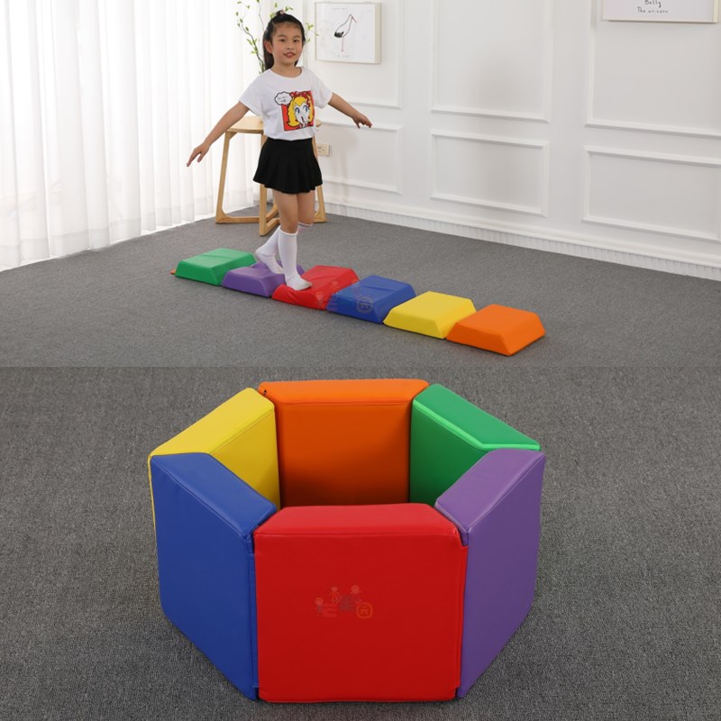 欧标软体多功能游戏垫早教儿童感统体智能平衡独木桥滚圈软包地垫