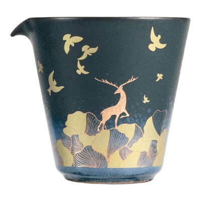 容山堂景致陶瓷墨青釉公道杯茶漏套装功夫茶具配件分茶器复古茶海