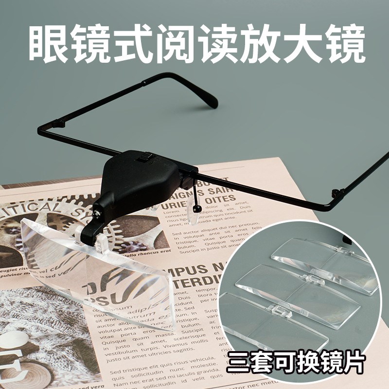 三种倍数可替眼镜式LED灯鉴定维修美容辅助工具阅读放大镜画篆刻