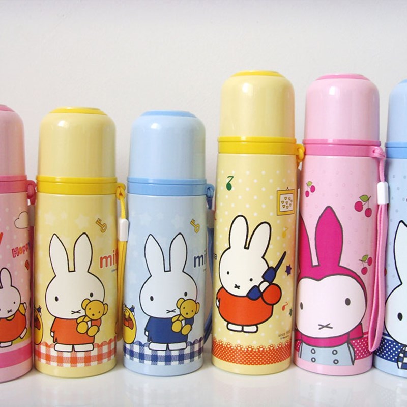 米菲儿童真空304不锈钢保温杯中小学生子弹头水壶带提绳时尚3132A