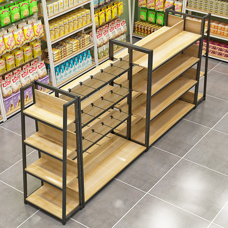 虎朔超市货架展示架便利店单面食品饮料母婴文具店中岛展示柜
